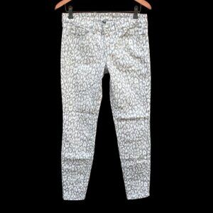 Gap Gray Leopard Print Jeans Sz 8 Super Skinny Raw Hem Versatile Day to Night